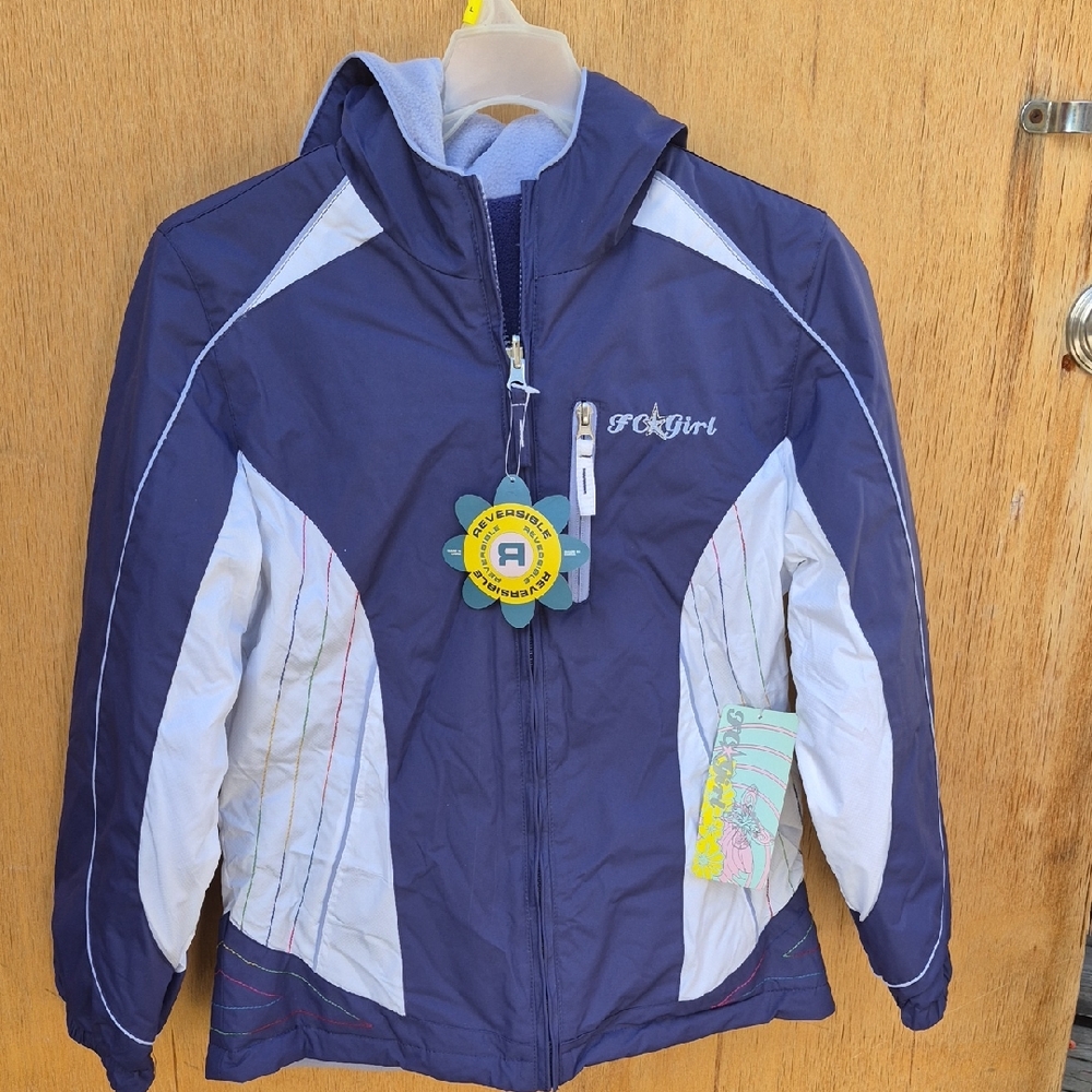 Free Country Go Girl Winer Jacket Large Reversable Fleece Inside Blueish Purple